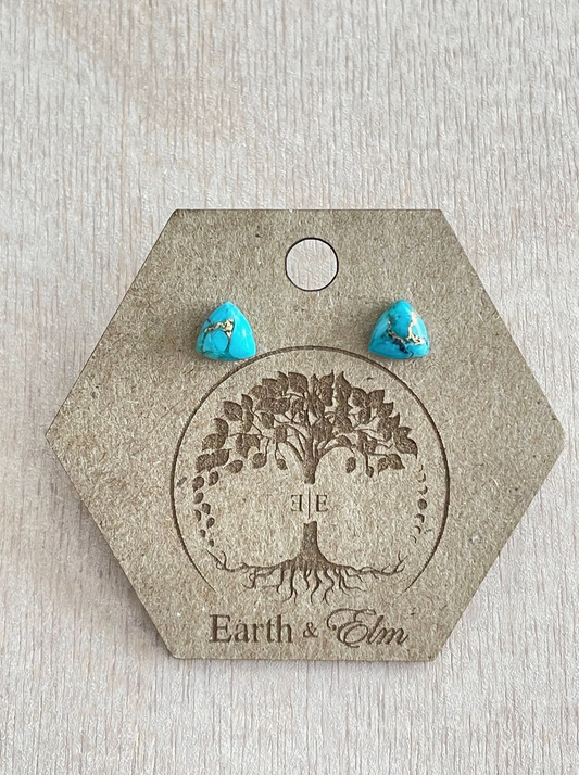 Earth & Elm Turquoise Trillion Gemstone Stud Earrings