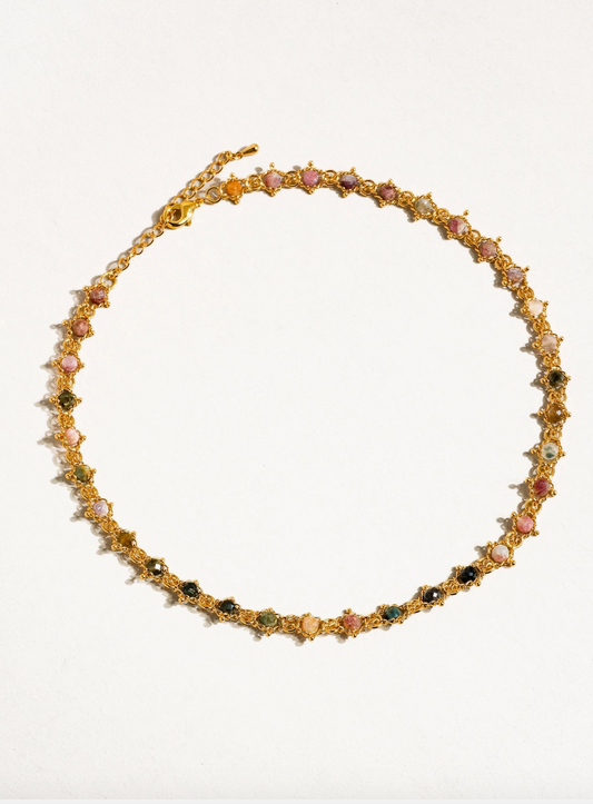 Willow 18K Gold Multi-Stone Chained Bracelet or Necklace