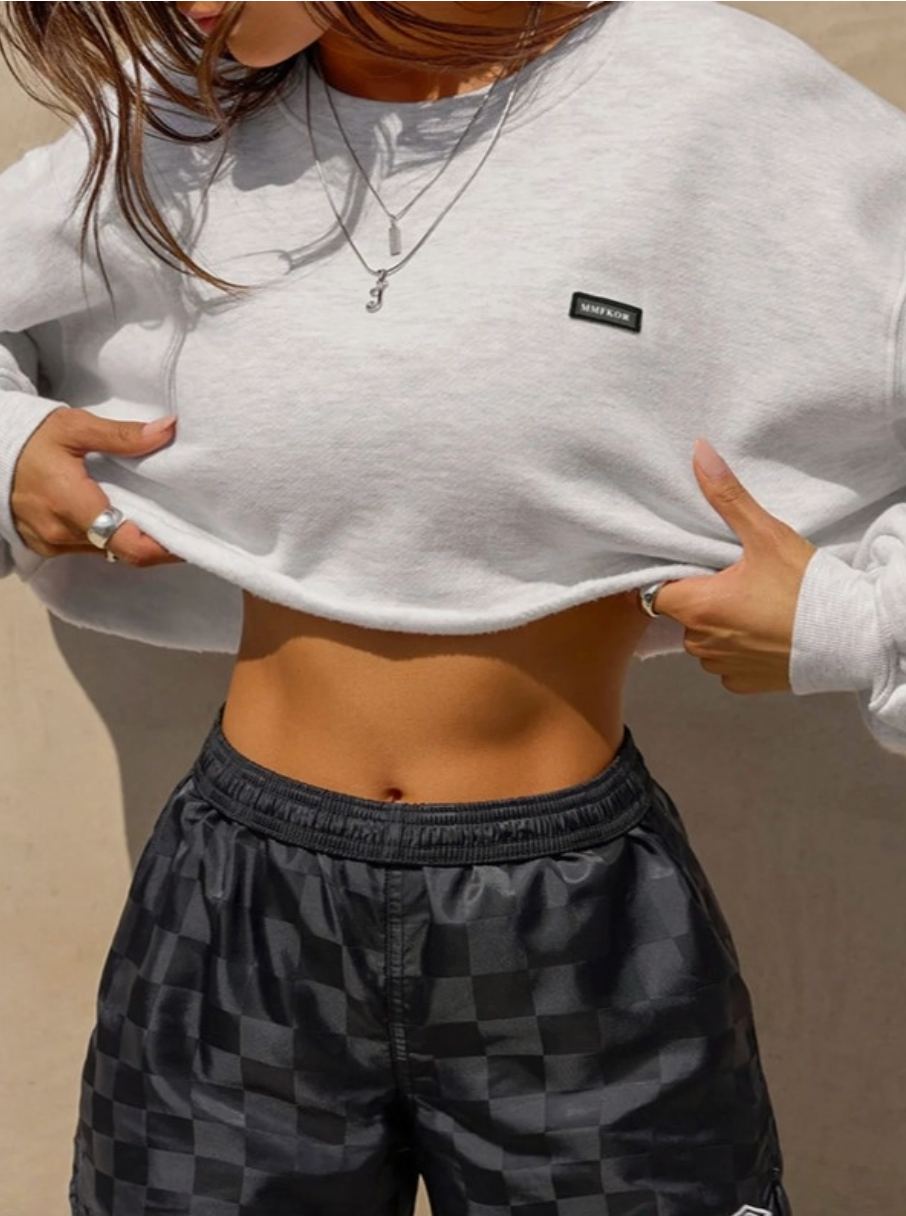 Loose Cropped Crewneck Sweatshirt