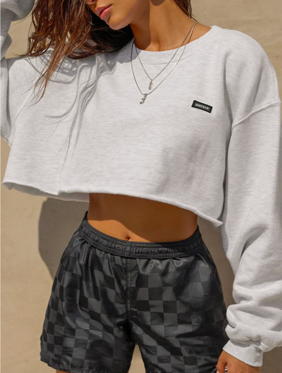 Loose Cropped Crewneck Sweatshirt