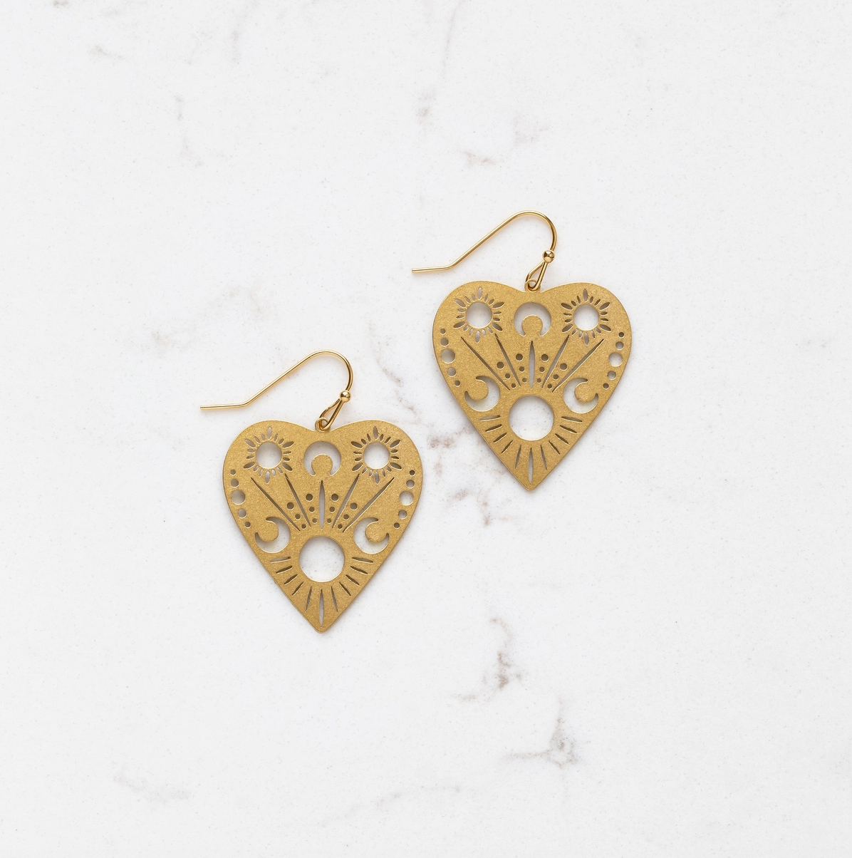 Celestial Moon and Star Heart Earrings