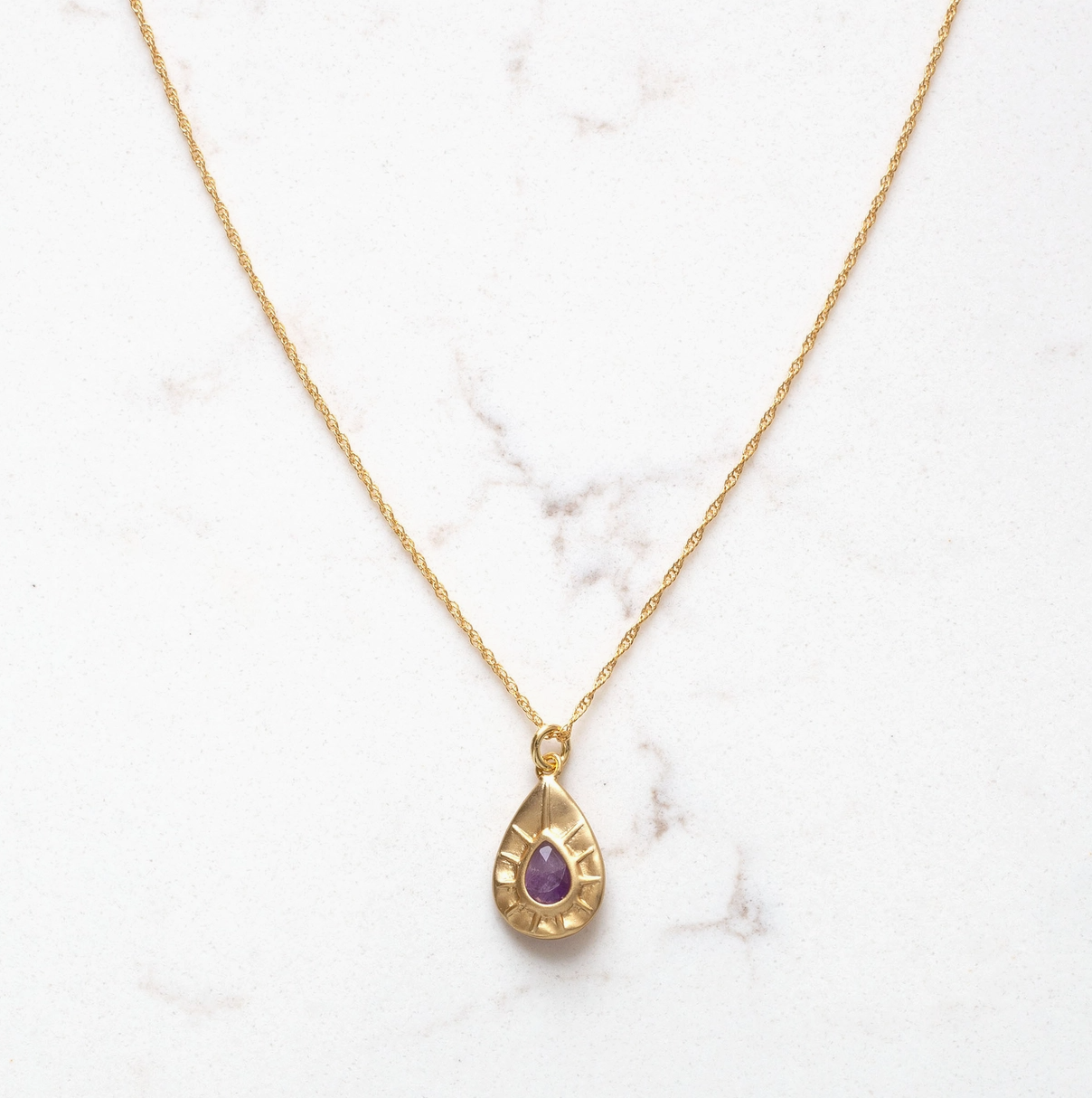 Tear Drop Medallion Stone Necklace