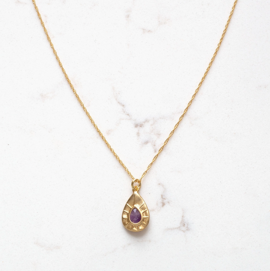 Tear Drop Medallion Stone Necklace