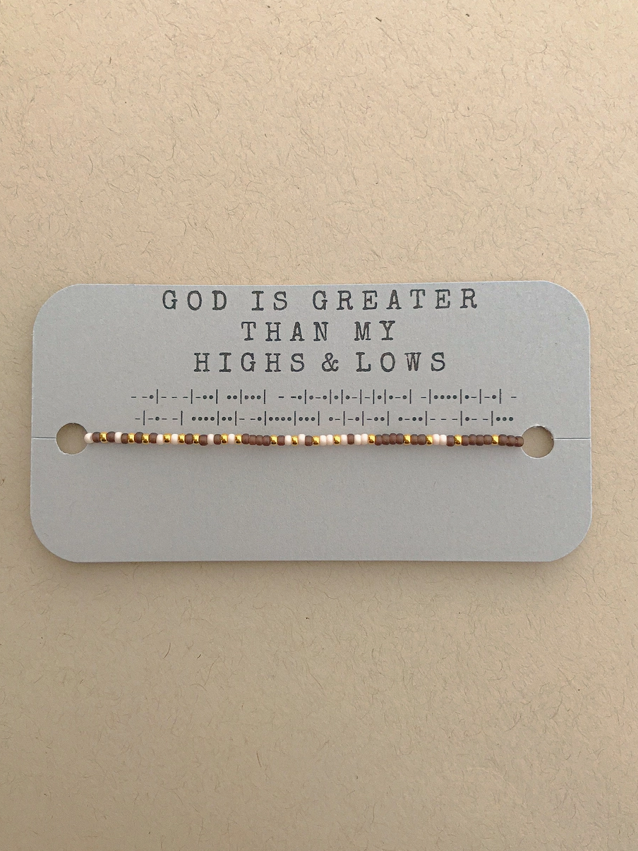 God Is Greater Than My Highs and Lows Morse Code Bracelet