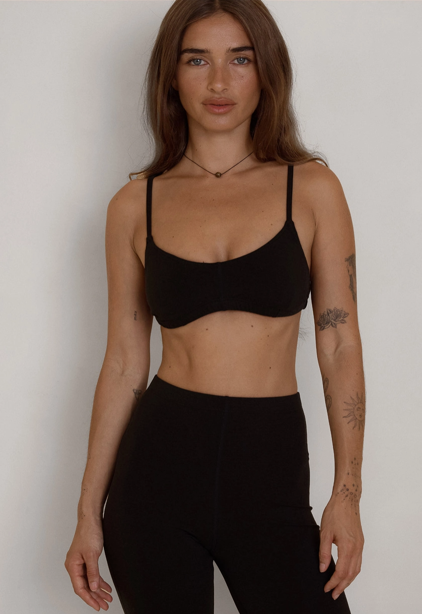 Organic Cotton/Bamboo Daytime Bralette - Black